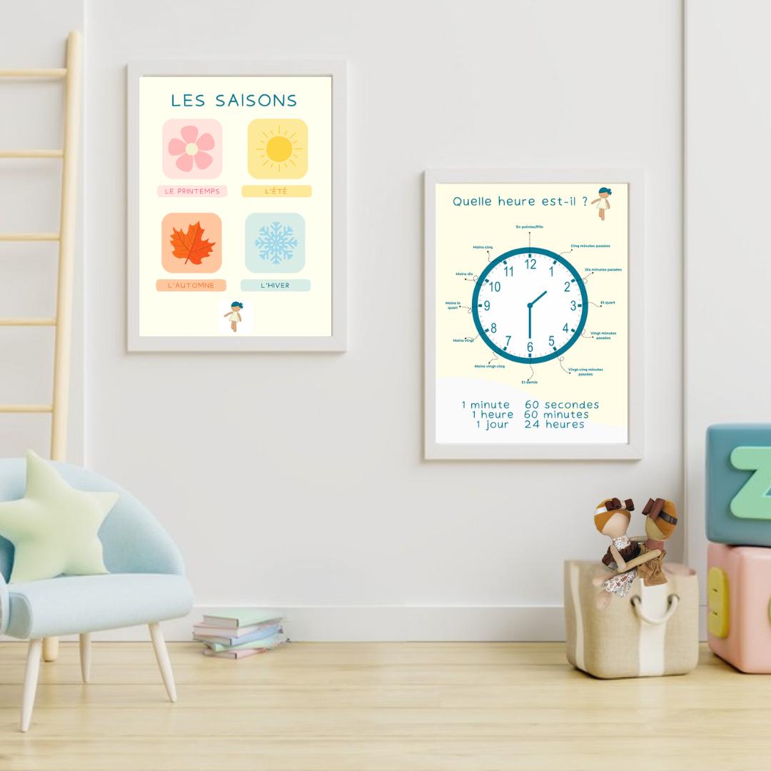 Affiche éducative personnalisée Noundoll avec poupée en tissu dans une chambre d'enfant